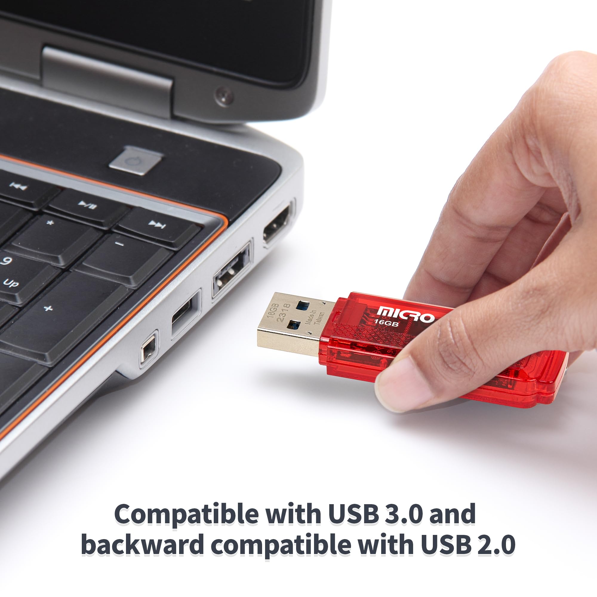 Micro Center SuperSpeed 2 Pack 16GB USB 3.0 Flash Drive Gum Size Memory Stick Thumb Drive Data Storage Jump Drive (16G 2-Pack)