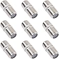 QDiShi 10 Pack Coaxial Cable Connector, RG6 Coax Cable Extender F-Type Silver Plated Adapter Female to Female for TV Cables, Satellite Receiver, VCR and Cable Modem