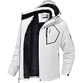 QPNGRP Men's Ski Jacket Waterproof Insulated Winter Coat 5 Zipper Pockets