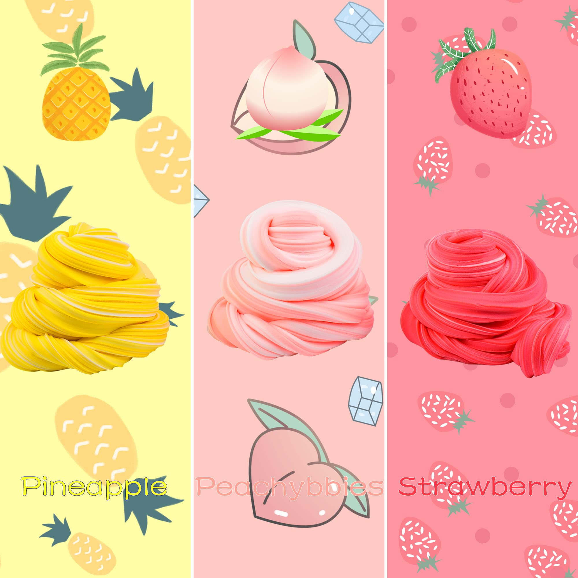 6 Pack Fruit Butter Slime,Watermelon Avocado Pineapple Slime Charms,Birthday Gift Slime Party Favors for Girls Boys
