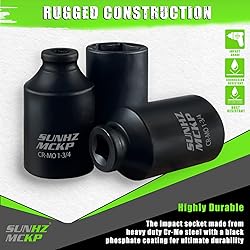 SUNHZMCKP 1/2 Inch Drive Impact Socket, SAE 1-3/4