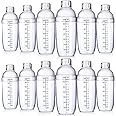 Lallisa 12 Pcs Plastic Cocktail Shaker Drink Mixer with Scales and Strainer Top Clear Shaker Cup with Measurements Plastic Bar Mixing Tool for Tea Coffee Boba Milk (700 Cc/ 24 oz)