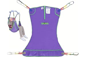 EZ Assistive Full Body Patient Lift Sling for Bed, Shower, Chair Transfer- Ideal for Elderly, Senior, Disabled, Quick-Drying Mesh Fabric, Supports Up to 500lbs (Purple, Large)