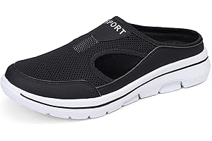 Meik Mangni Men's Slip On Mules Womens Lightweight Open Back Shoes Comfort Walking Shoes Breathable Slippers Closed Toe Slides