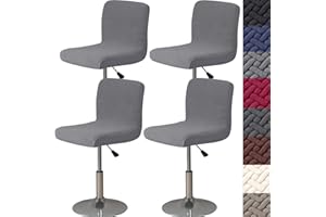 HFCNMY Bar Stool Covers with Backs,4 Pack Stretch Bar Stool Chair Covers,Jacquard Bar Stool Covers,Washable Bar Chair Covers Swivel Barstool Covers Slipcovers with Back Dark Gray