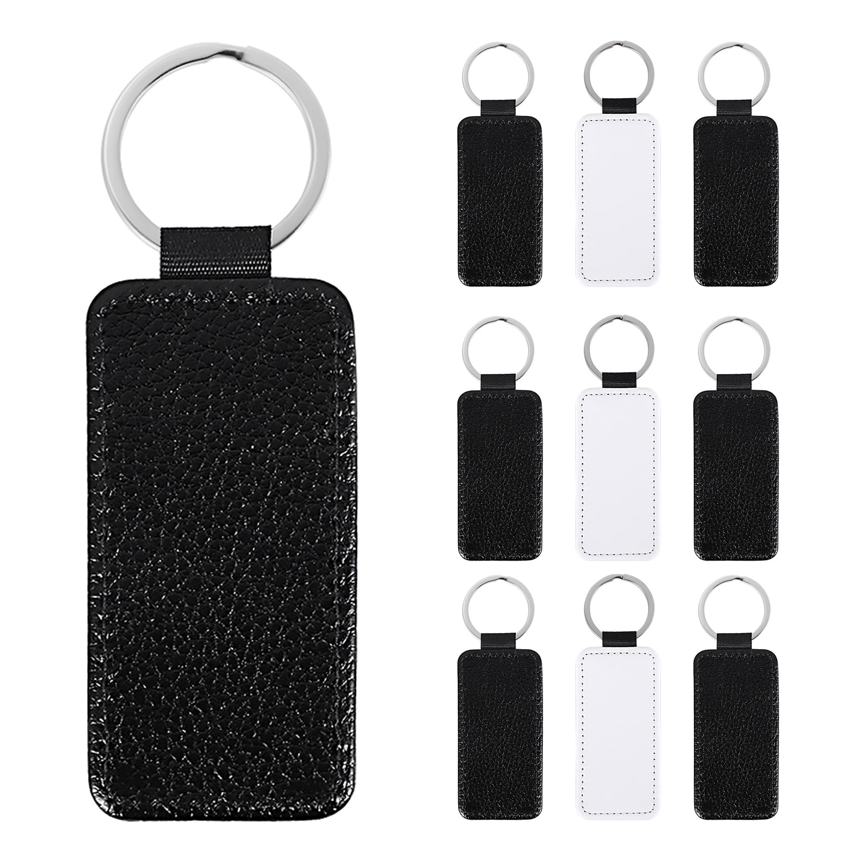 RESFNSE 10Pcs Leather Keychain Blank MDF Keychain Sublimation Heat Transfer Keychain Kit Jewelry Making