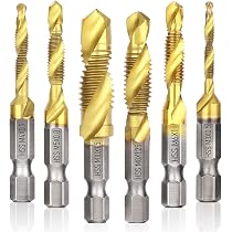 GARHWAL 13-Piece 3-in-1 Titanium Drill Tap Set - Hex Shank For Quick Change, SAE & Metric Sizes