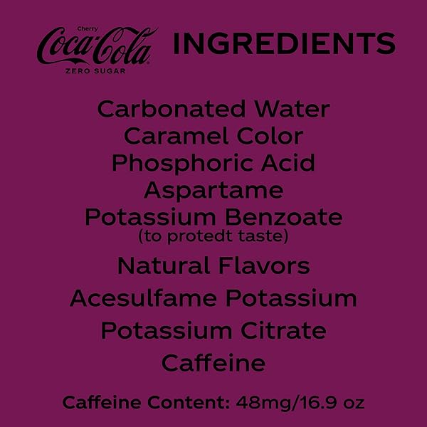 COCA-COLA ZERO SUGAR CHERRY DIET SODA SOFT DRINK, 16.9 FL OZ, 6 PACK