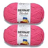 Bernat Blanket Brights Chenille Crochet Yarn, Pixie Pink, 2-Pack | #6 Super Bulky Yarn, 100% Polyester, Soft Chenille Crochet Yarn for Blankets, Knitting &amp; Crafts, 220yd, 300g/10.5oz per skein