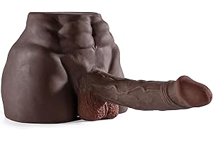 6LB Black Male Sex Doll with Flexible Dildo, Portable Size Realistic Sex Doll 7.2in Huge Cock for Female Masturbation, Tight 