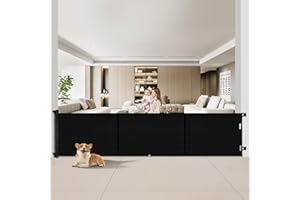 Miumoon 200 inch Retractable Baby Gates 48 inch Tall, Retractable Gate with Reinforced Strip Design to Prevent Crawling Through, 16 FT Outdoor Retractable Gates, Extra Wide Retractable Gate for Garage