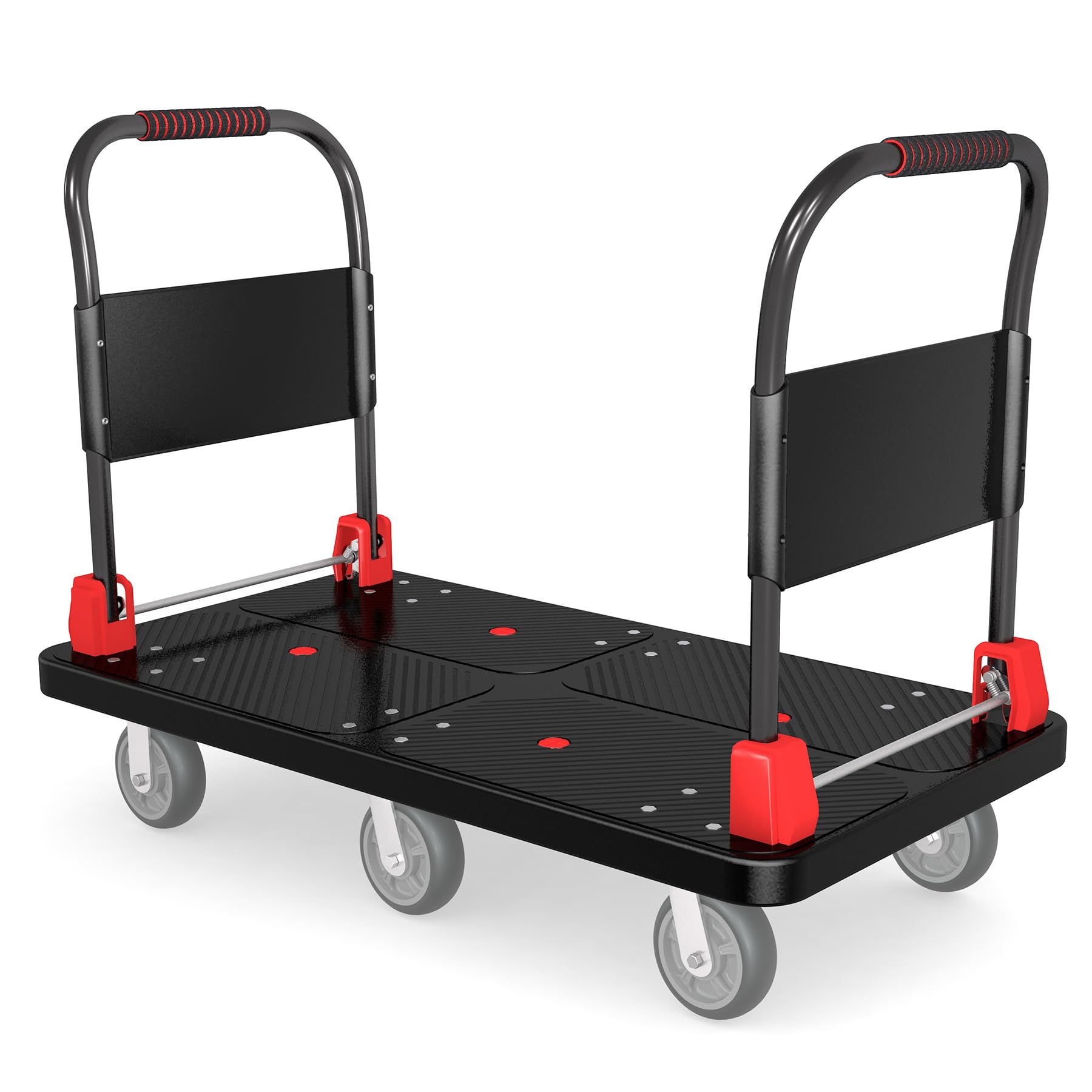 Photo 1 of Heavy-Duty Platform Truck Cart with 2 Handrails and 6 of 6" Wheels 2200lbs Capacity Foldable Push Cart Dolly Large Flatbed Hand Cart Moving Dolly Cart for Groceries,Garage,Warehouse (50" Lx27 W)