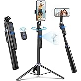 Auto Face Tracking Tripod 360 Rotation with Stand,Android and iPhone Tripod Holder with Remote and Gesture Control, No App,Built-in Tracking Camera Selfie Stick for Vlog Video Recording Tiktok