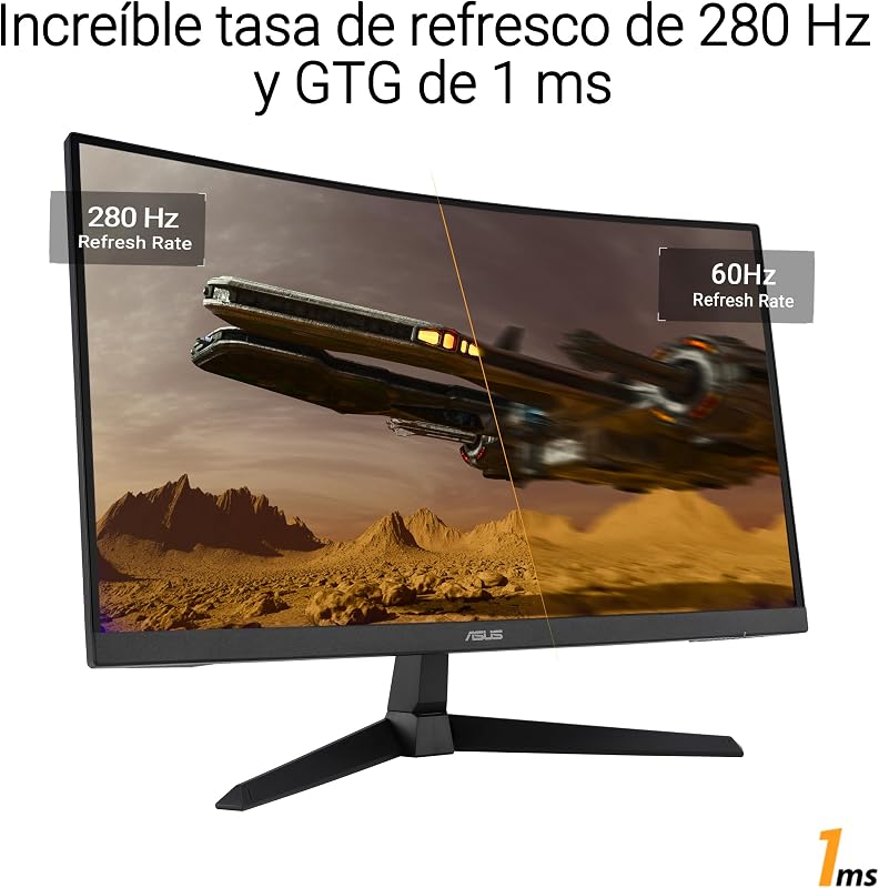 TUF Gaming VG27VQM1B - Monitor Gaming de 27 Pulgadas Full HD, Curvo, 280 Hz, ELMB, 1 ms de Tiempo de Respuesta, FreeSync Premium, 90% DCI-P3, DisplayWidget Center