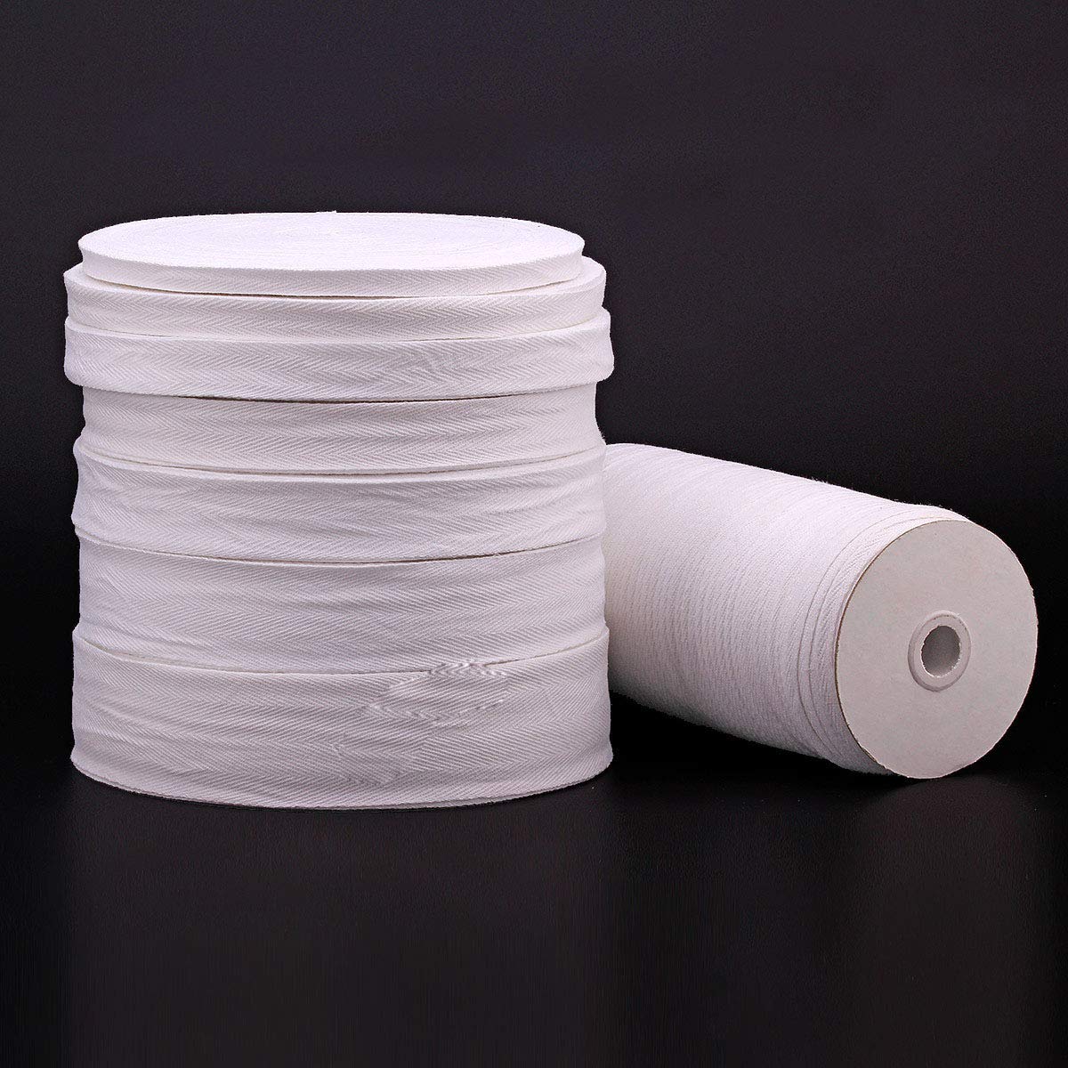 Egurs Twill-band Cotton Tape,45m/roll,Bead Pattern, White 15mm
