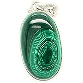 Natural Rocks by Kala Genuine Green Malachite 925 Sterling Silver Pendant 32mm