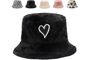 Gadfary Bucket Hat Women Furry Fuzzy Bucket Hats for Ladies, Winter Warm Fluffy Plush Faux Fur Hat for Women