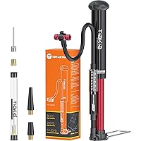 Tiakia Bike Floor Pump with Gauge High Pressure Portable Bike Pump High Volume Aluminum Tire Pump Small Bicycle Air Pump Fits