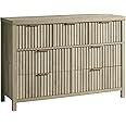 OAKHAM HOME Fluted 7 Drawer Dresser, Wide Chest of Drawers for Bedroom, Modern Storage Dresser Mid Century TV Stand Dresser, Wood Drawer Organizer for Bedroom, Living Room, Entryway, Light Oak