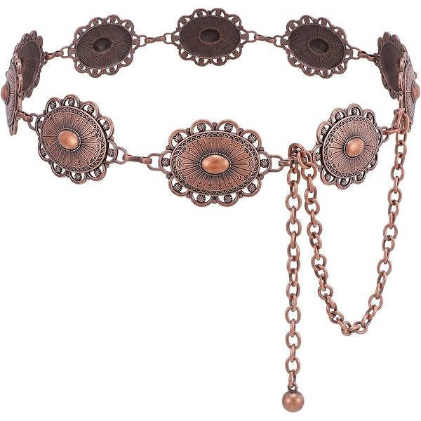 6138 Women Western Metal Concho Waist Chain Belt For Cowgirl Adjustable Montana West Rustic Couture main image 4