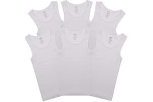 Buyless Fashion Boys Scoop Neck Tagless Undershirts Soft Cotton Tank Top (6 Pack)