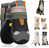 SlowTon Dog Boots Waterproof Non Slip Paw Protectors Adjustable Reflective