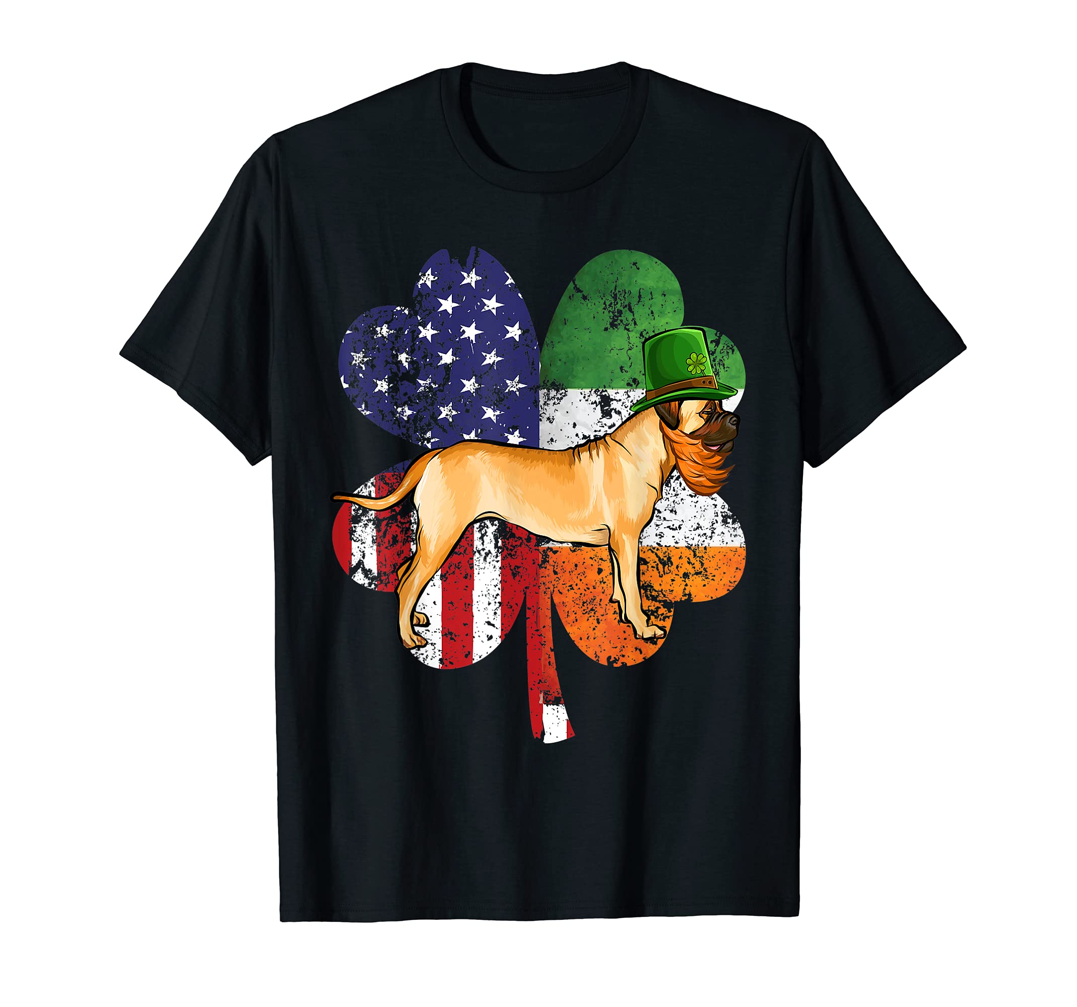 St Patricks Day Irish American Flag Bullmastiff Dog T-Shirt