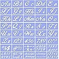 Letter Stencils for Painting on Wood - Alphabet With Calligraphy Large Font and Cursive Letters, Numbers, Signs - Reusable Plastic Art Craft Stencil Kit