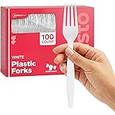 Gusto [100 Pack] Heavy Duty Disposable Forks, White Forks - Perfect for Parties, Events, and Dinner - Formerly Comfy Package