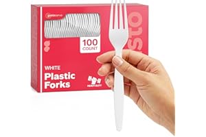 Gusto [100 Pack] Heavy Duty Disposable Forks, White Forks - Perfect for Parties, Events, and Dinner - Formerly Comfy Package