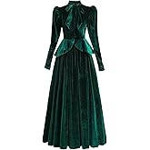LTAKK Victorian Dress for Women Edwardian Costume Velvet 1800s Dresses Vintage Blouse Skirt 2 Piece