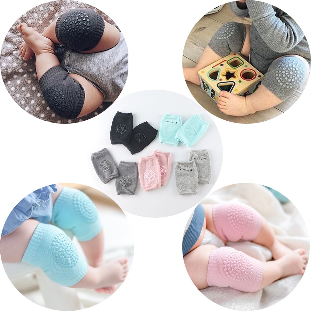 BOSONER Baby Crawling Anti-Slip Knee Pads,Unisex Baby Toddlers Kneepads 5 Pairs