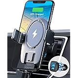 [2021 Upgraded] VANMASS 15W Wireless Car Charger Mount Auto Clamping, Thermostatic Fast Charging, Air Vent Holder Charger for