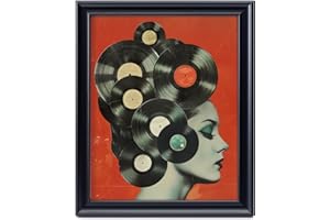 ANERZA Framed Eclectic Canvas Wall Art Decor, Retro Record Wall Prints for Bedroom Bathroom Office, Posters for Living Room Aesthetic, Nature Painting Artwork