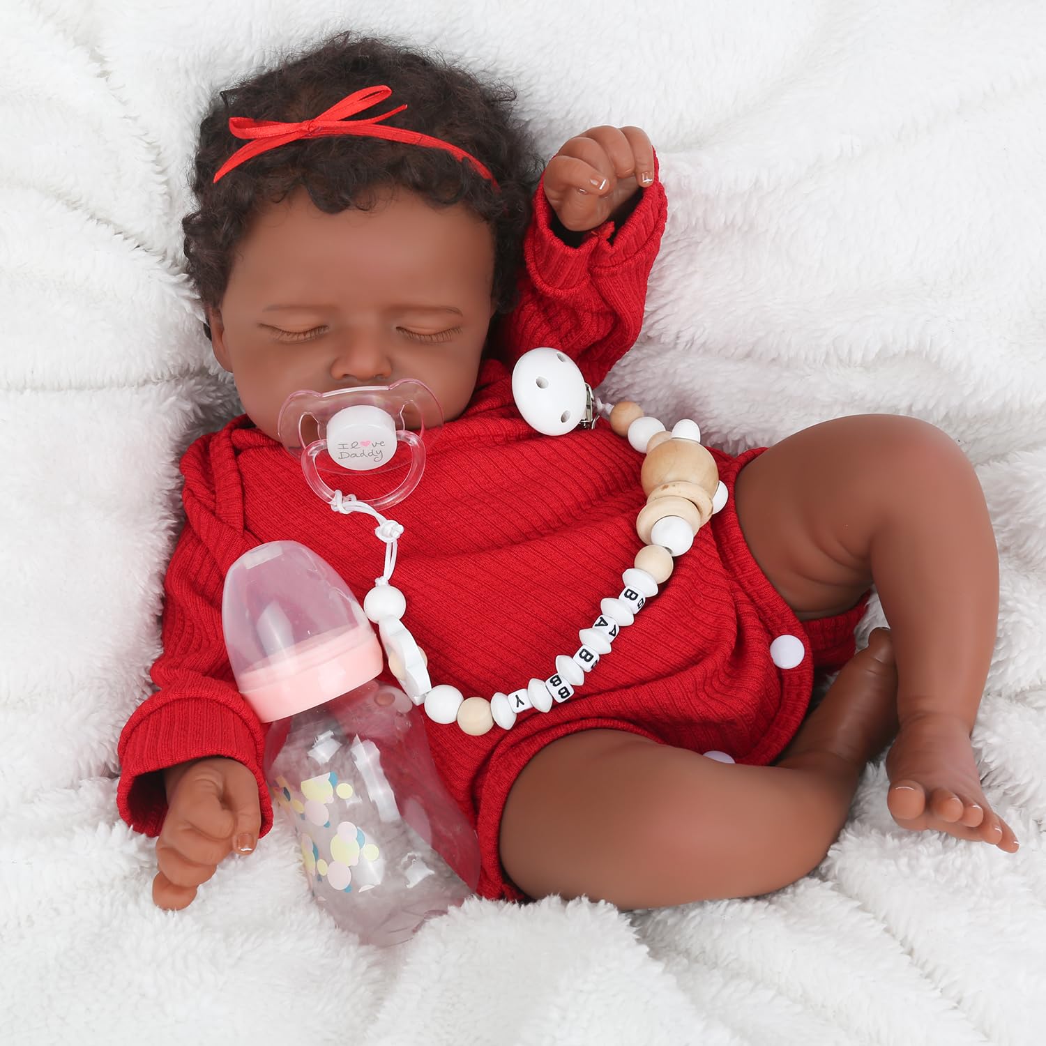 Photo 1 of **ODOR** CHAREX Realistic 18 Inch Reborn Baby Doll - African American Sleeping Newborn Handcrafted Lifelike Black Skin Perfect for Kids Aged 3 and Up with Accessories