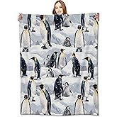 VODRM Penguin Blanket Cute Emperor Penguin Family Throw Blankets,Birthday Gifts for Kids Adult & Animal Lovers,Lightweight Soft Fleece Cozy for Sofa Couch Bed Room Travel Winter Decor 50x60in