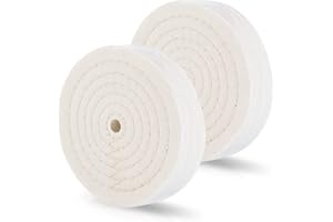 Buffing Wheels for Bench Grinder - 6 Inch Extra Thick Buffing Wheel Fine Cotton Sewn Rigid Treated Spiral with a 1/2” Center Arbor Hole - 80 Ply Polishing Wheel for Bench Grinder (2 Pack)–by Drixet