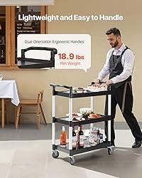 VEVOR Utility Cart, 300 lbs Load Capacity, 3-Tier