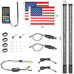 OHMU 2Pcs 3FT LED Fat Whip Lights with Spring Base