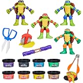 Play-Doh Teenage Mutant Ninja Turtles Cowabunga Creations Bendy 4 Inch Action Figures Set, Kids Arts &amp; Crafts, TMNT Toys for Boys &amp; Girls 4+