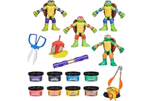 Play-Doh Teenage Mutant Ninja Turtles Cowabunga Creations Bendy 4 Inch Action Figures Set, Kids Arts & Crafts, TMNT Toys for 