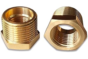 Gadoutcover 2 Pcs Brass Bushing 3/4" Male to 1/2" Female, 3/4" to 1/2" Reducer NPT Adapter Hex Brass Reducing Pipe Adapter Fitting Pipe Hose Tube Adapter Convert