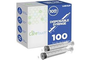 Care Touch 10ml Syringe with Luer Slip Tip - 100 Sterile Syringes – No Needle Great for Dispensing Oral Medicine and Home Care