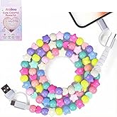 Atsidexa 4-in-1 Stars Beaded Charging Cable, Metal Design, Nicely Packed, 60W Fast Charging, MFi Certified, Cute Colorful Cable, Gift for Girls, Compatible with iPhone, iPad, AirPods, Galaxy, and More