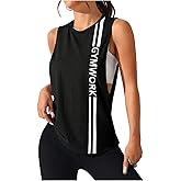 SweatyRocks Women's Workout Shirts Gym Activewear Tank Top Sleeveless Sports Athletic Exercise Shirt