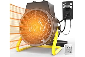 SISUPASSIE Greenhouse Heater with Digital Thermostat - Electric Portable Outdoor Heater Fan for Green House, Flower Room, Overheat Protection Outdoor Heater for Patio