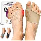 Bunion Corrector Sleeve, Breathable Bunion Big Toe Alignment Splint with Anti-Slip Heel Grip,4 Sizes,Extra Thick Gel Pads & Adjustable Straps for Hallux Valgus Comfort. (Beige, M:WOMEN 7.5-9/MEN 5-7)