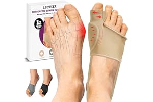LEOWEER Bunion Corrector Sleeve, Breathable Bunion Big Toe Alignment Splint with Anti-Slip Heel Grip,4 Sizes,Extra Thick Gel Pads & Adjustable Straps for Hallux Valgus Comfort.