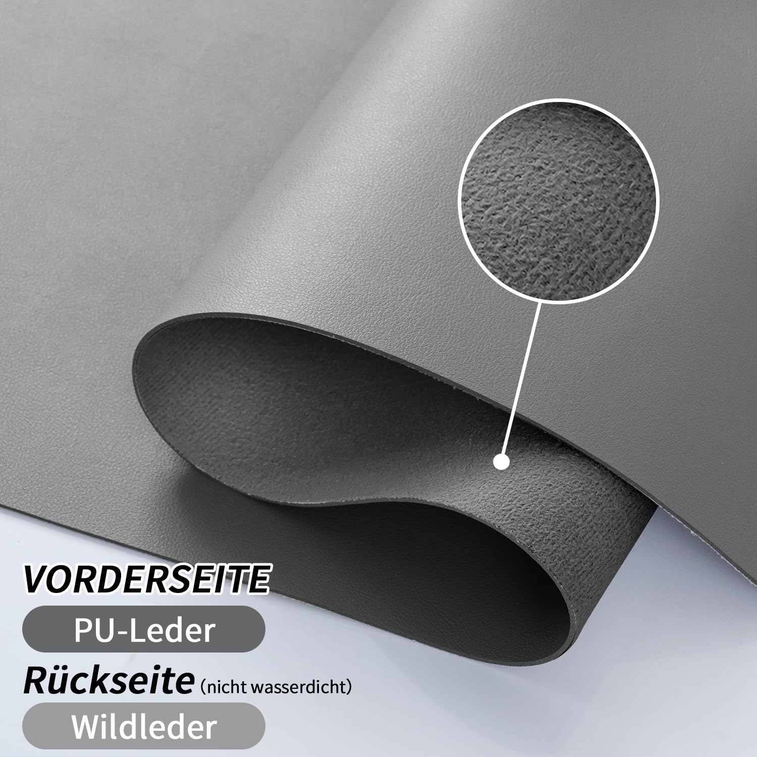 Sevenpers Schreibtischunterlage, 80x40cm office Mauspad aus PU-Leder, Leicht zu reinigende Tischunterlage, Schreibtischschutz rutschfest Unterlage für Büro, Zuhause, PC (Dunkelgrau) 3