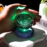 Movdyka 6cm 2.36in 3D Solar System Crystal Ball Base Lights Gift view 6